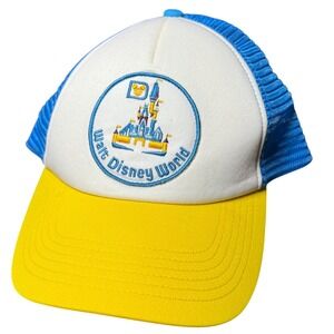 Walt Disney World Adult Trucker Hat Yellow Blue White Castle Logo